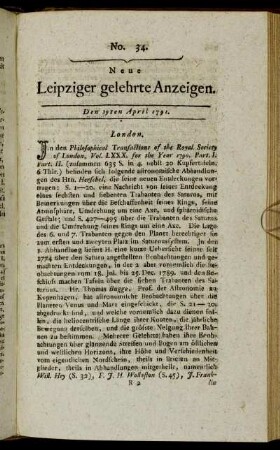 No. 34. Den 29ten April 1791.