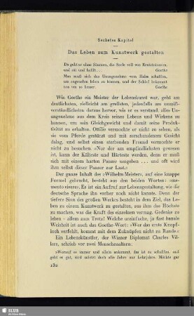 Sechstes Kapitel: Das Leben zum Kunstwerk gestalten