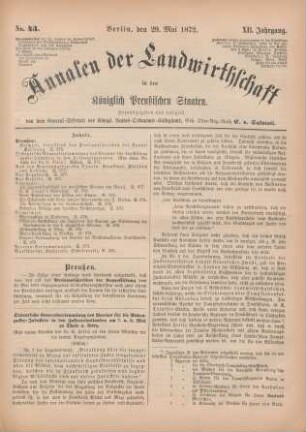 No. 43. Berlin, den 29. Mai 1872. XII. Jahrgang.