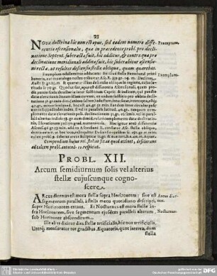 PROBl. XII. Arcum semidiurnum solis vel alterius stellae cujuscunque cognoscere.