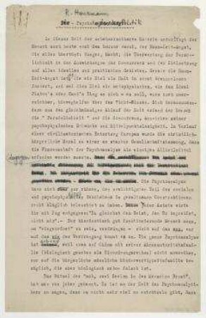 Die Psychologie der Politik [Vermutlich Berlin]