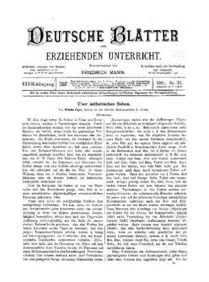 Über ästhetisches Sehen : (Fortsetzung)