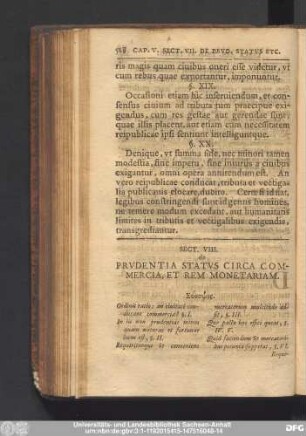 Sect. VIII. de Prudentai Status Circa Commercia, Et Rem Monetariam.