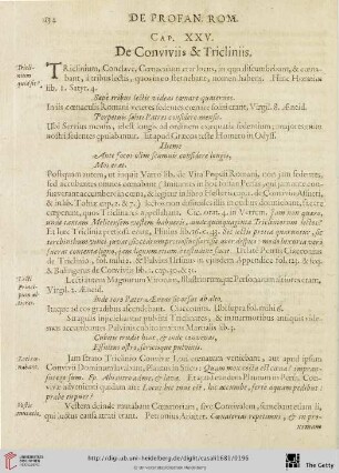 Cap. XXV: De Conviviis & Tricliniis.