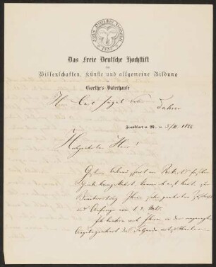 Brief von Otto Volger an Carl Christian Jügel vom 5. Februar 1866