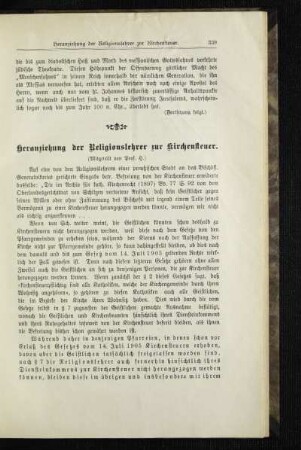 Heranziehung der Religionslehrer zur Kirchensteuer