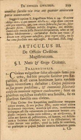 Articulus III. De Officiis Civilibus Magistratuum