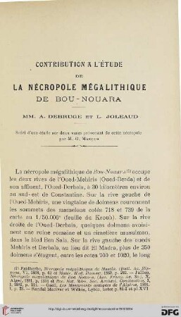 Sér. 5: Contribution à l'étude de la nécropole mégalithique de Bou-Nouara
