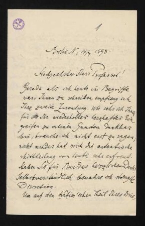 Brief 1: 14.07.1898
