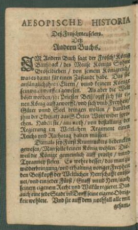 Aesopische Historia Deß Froschmeuselers. Deß Andern Buchs.