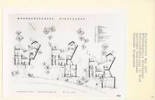 Wohnhausgruppe, Berlin-Nikolassee (Diplomarbeit bei Kurt Dübbers): Grundrisse Erdgeschoss 1:100
