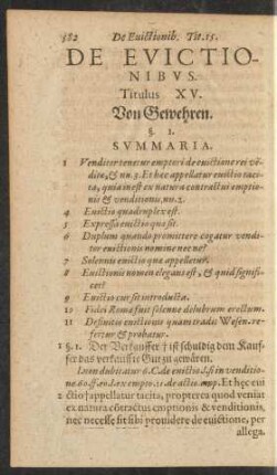 De Evictionibus. Titulus XV. Von Gewehren.