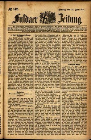 Ausgabe vom Freitag, den 24. Juni 1881.
