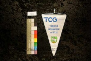Tennisclub Grosshansdorf von 1977: Wimpel mit Emblem darunter Wappen von Großhansdorf