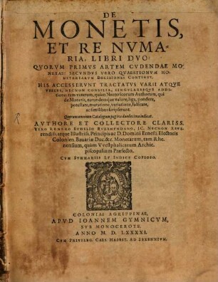De Monetis Et Re Nvmaria : Libri Dvo ...
