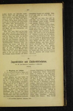 Jugendlektüre und Schülerbibliotheken : (Schluß)