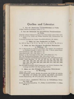 Quellen und Literatur.