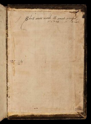Einband mit dem Spruch: "Solus amor morbi no[n] amat artifice[m]