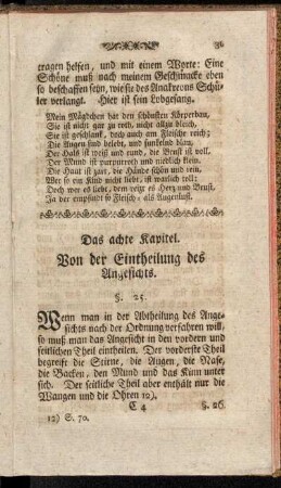 Das achte Kapitel. Von der Eintheilung des Angesichts.