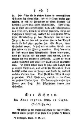 ¬Der¬ Schwan : Lat. Anas cycnus ; Franz. le Cigne ; (Taf. X, Fig. 60)