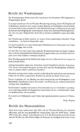 Bericht der Wandergruppe