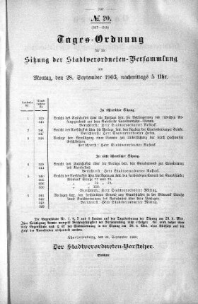 Tages-Ordnung, 28. September 1903