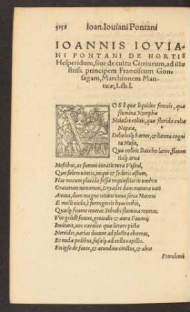 Ioannis Ioviani Pontani De Hortis Hesperidum ... Lib. I.
