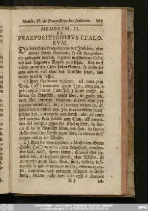 Membrum II. De Praepositionibus Italorum.
