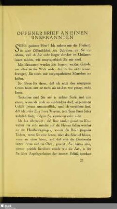 Offener Brief An Einen Unbekannten