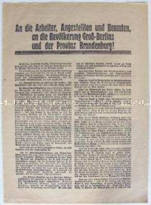 Propagandaflugblatt der KPD mit dem Aufruf zur Revolution