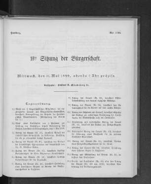 16te Sitzung der Bürgerschaft.