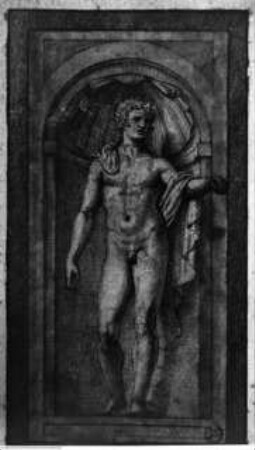 Nische mit der Statue eines nackten Mannes