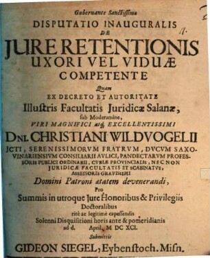 Diss. inaug. de iure retentionis uxori vel viduae competente