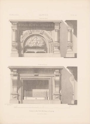 Villa Meißner, Leipzig: Ansicht Kamin (aus: Architektonisches Skizzenbuch, H. 145/3, 1878)