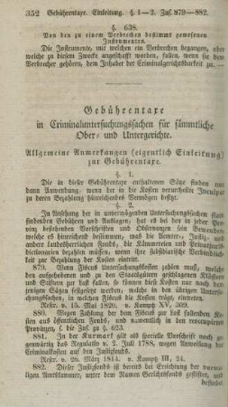 Gebührentaxe in Criminaluntersuchungssachen für sämmtliche Ober- und Untergerichte.