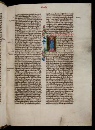 Historisierte Initiale (Genesis): I(n principio creavit): Gottvater beim Schöpfungsakt