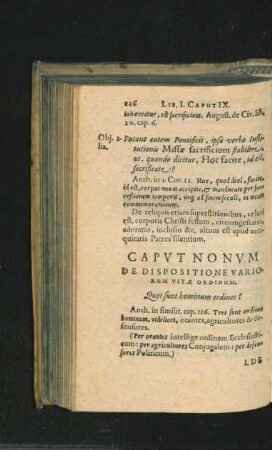 Caput Nonum. De Dispositione Variorum Vitae Ordinum.