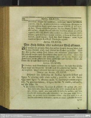 Artic. CLXVIII. Von Holz stehlen, oder verbotener Weiß abhauen