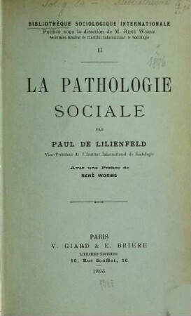 La Pathologie sociale
