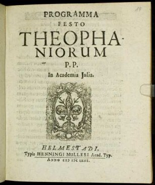 Programma Festo Theophaniorum : P.P. In Academia Iulia