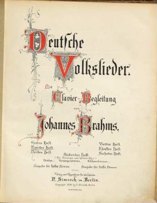 Deutsche Volkslieder : mit Clavier-Begl., 2. Heft