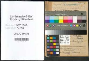 Entnazifizierung Gerhard van de Loo , geb. 22.11.1908 (Arbeiter)