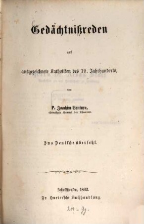 Gedächtnißreden auf ausgezeichnete Katholiken des 19. Jahrhunderts