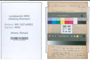 Entnazifizierung Richard Ahrens , geb. 22.02.1887 ()
