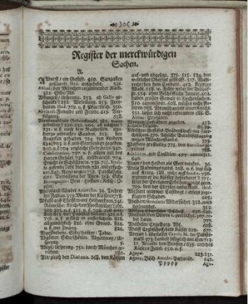 Register der merckwürdigen Sachen