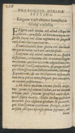 Propositio Decima Septima. Erigere coeli thema beneficio Globi coelestis.