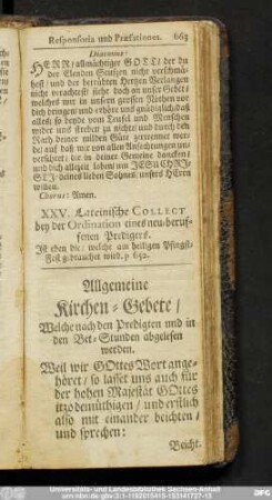 Allgemeine Kirchen-Gebete, Welche nach den Predigten und in den Bet-Stunden abgelsen werden.