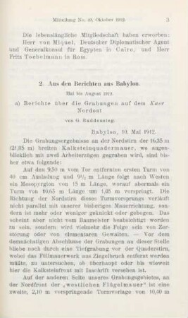 2a. Berichte über die Grabungen auf dem Kasr Nordost