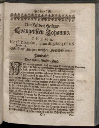Am Fest deß Heiligen Evangelisten Johannis.