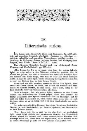 XIV. Litterarische curiosa